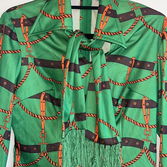 Vintage chain baroque versace print blouse size 8 women's - Picture 2 of 7